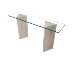 Pamono Vintage Tría Console Table in Italian Travertine and Marble by Joaquín Moll for Meddel, 1999