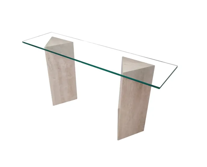 Pamono Vintage Tría Console Table in Italian Travertine and Marble by Joaquín Moll for Meddel, 1999