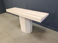 Pamono Vintage Travertine and Brass Console Table attributed to Roche Bobois, 1970s
