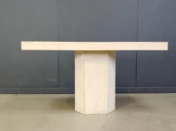 Pamono Vintage Travertine and Brass Console Table attributed to Roche Bobois, 1970s