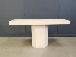 Pamono Vintage Travertine and Brass Console Table attributed to Roche Bobois, 1970s