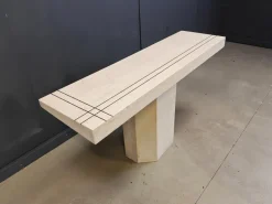 Pamono Vintage Travertine and Brass Console Table attributed to Roche Bobois, 1970s