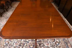 Pamono Vintage Twin Pillar Mahogany Dining Table and Chairs, Set of 13 Clearance