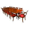 Pamono Vintage Twin Pillar Mahogany Dining Table and Chairs, Set of 13 Outlet
