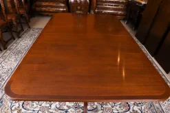 Pamono Vintage Twin Pillar Mahogany Dining Table and Chairs, Set of 13 Outlet