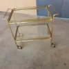 Pamono Vintage Two Shelves Trolley in Brass and Crystal, 1940s