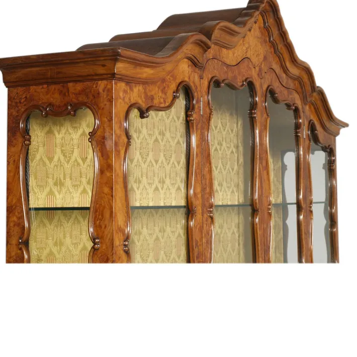 Pamono Vintage Venetian Rococo Glass Cabinet in Walnut Burl, 1930s Best
