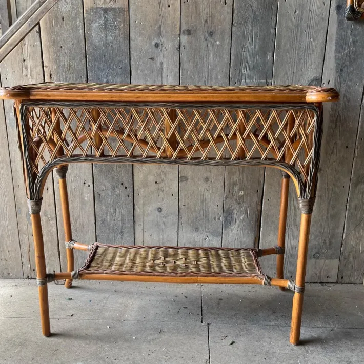 Pamono Vintage Wicker 2 Tier Console Table Sale
