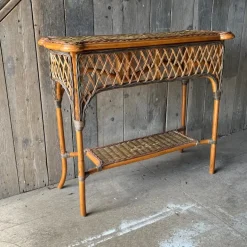 Pamono Vintage Wicker 2 Tier Console Table Sale