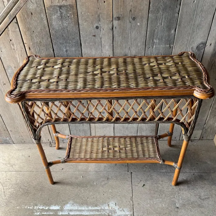 Pamono Vintage Wicker 2 Tier Console Table Sale