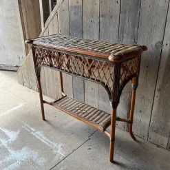 Pamono Vintage Wicker 2 Tier Console Table Sale