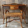 Pamono Vintage Wicker Dressing Table with Matching Stool, Set of 2 Outlet