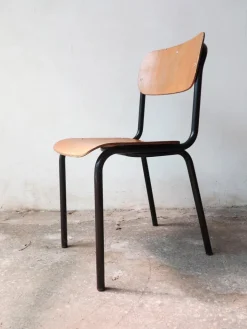 Pamono Vintage Wood and Tubular Black School Chairs, Set of 4 Best