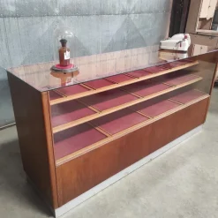 Pamono Vintage Wooden Haberdashery Display Counter with 20 Drawers and Glass Top Best