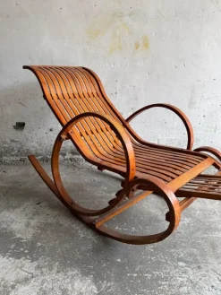 Pamono Vintage Wooden Rocking Chaise Longue with Circular Frame Sale