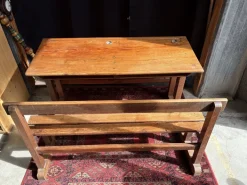 Pamono Vintage Wooden School Desk with Built-in Bench, 1950s Best