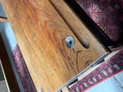 Pamono Vintage Wooden School Desk with Built-in Bench, 1950s Best