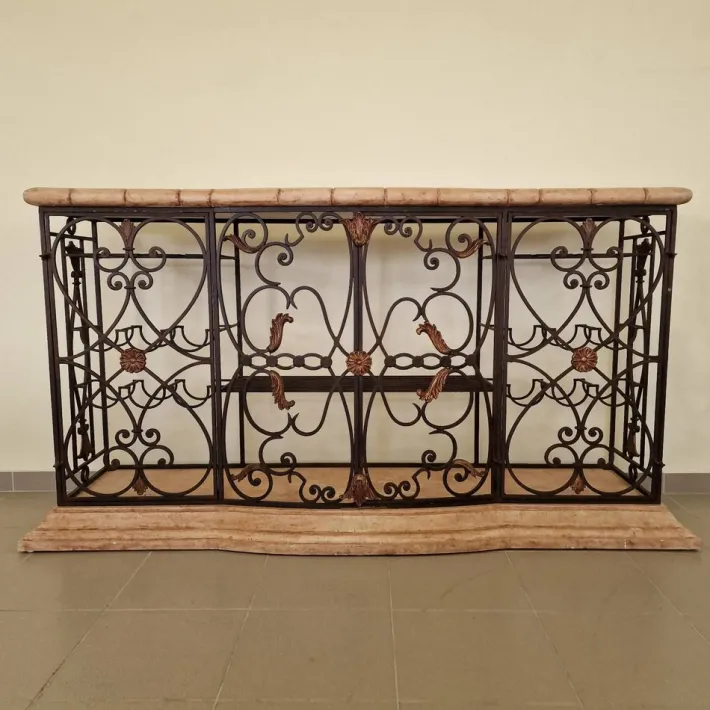 Pamono Vintage Wrought Iron Console Table with Wine Racks Online