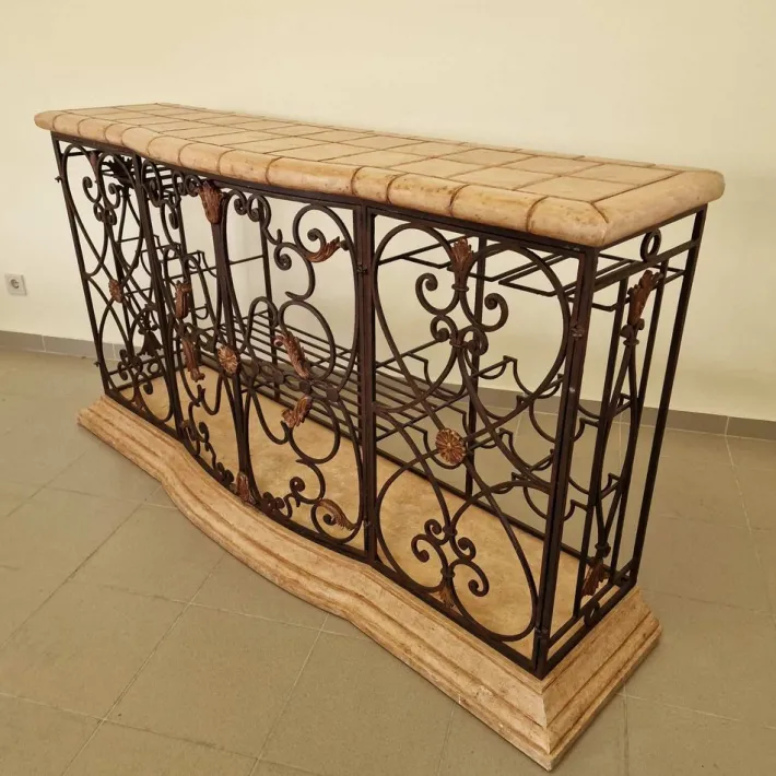 Pamono Vintage Wrought Iron Console Table with Wine Racks Online