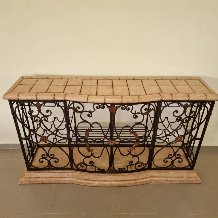 Pamono Vintage Wrought Iron Console Table with Wine Racks Online