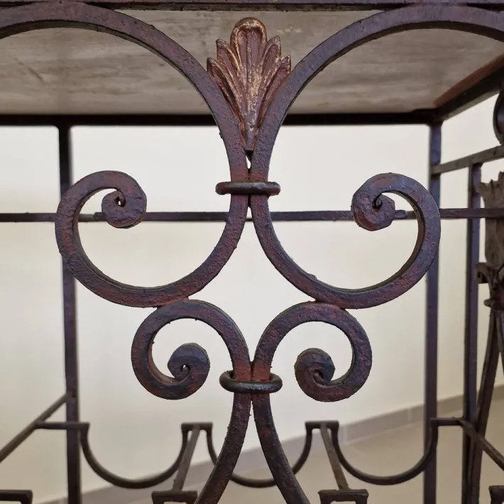 Pamono Vintage Wrought Iron Console Table with Wine Racks Online