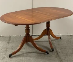Pamono Vintage Yew Wood Twin Pedestal Extending Dining Table Discount
