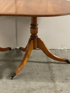 Pamono Vintage Yew Wood Twin Pedestal Extending Dining Table Discount