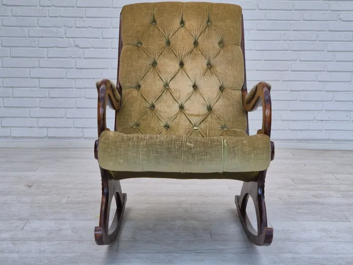 Pamono Vinttage Scandinavian Rocking Chair in Velour, 1950s Hot