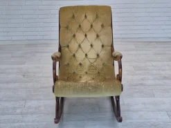 Pamono Vinttage Scandinavian Rocking Chair in Velour, 1950s Hot