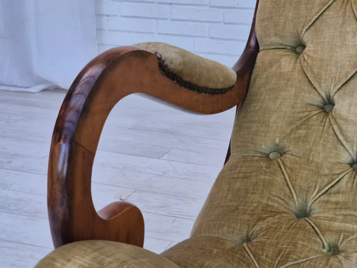 Pamono Vinttage Scandinavian Rocking Chair in Velour, 1950s Hot