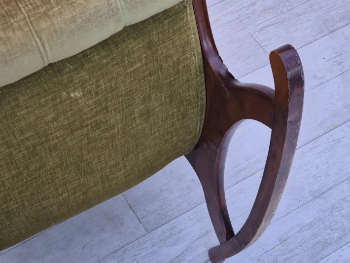 Pamono Vinttage Scandinavian Rocking Chair in Velour, 1950s Hot