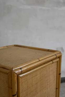 Pamono Wall Cabinet in Rattan and Brass by Dal Vera, 1970s Clearance