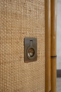 Pamono Wall Cabinet in Rattan and Brass by Dal Vera, 1970s Clearance