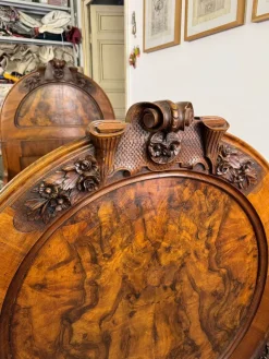 Pamono Walnut Bed, 1930s, Set of 2 New