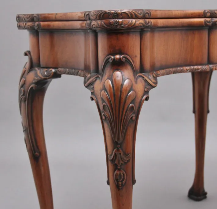 Pamono Walnut Card Table by Howard & Co London, Early 1900s Online