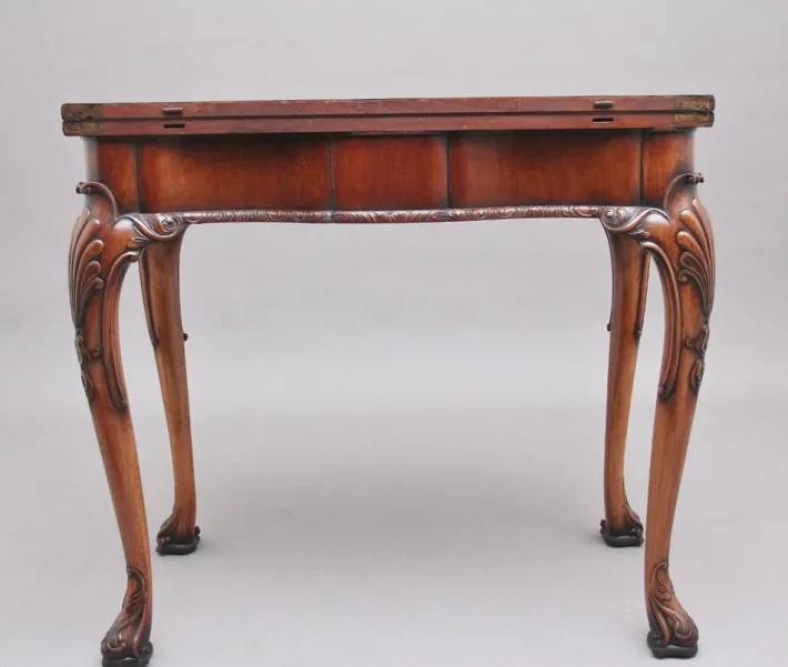 Pamono Walnut Card Table by Howard & Co London, Early 1900s Online