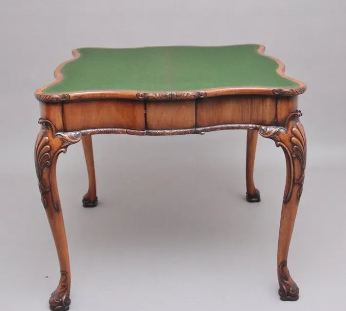 Pamono Walnut Card Table by Howard & Co London, Early 1900s Online