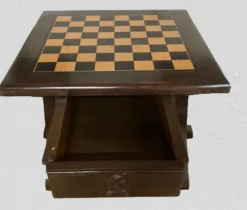 Pamono Walnut Chess Table with Hand-Carved Figures, Spain, 1960s, Set of 3 New