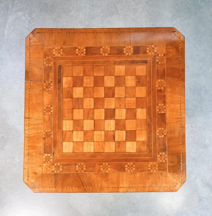 Pamono Walnut Coffee Table with Inlaid Chessboard, 1800s Sale