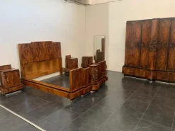 Pamono Walnut Furniture with Carvings in the style of Ducrot, 1920s, Set of 8 Hot