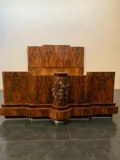 Pamono Walnut Furniture with Carvings in the style of Ducrot, 1920s, Set of 8 Hot