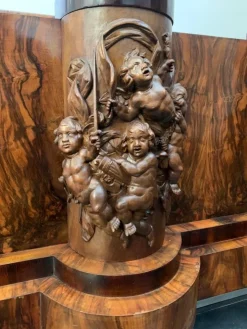 Pamono Walnut Furniture with Carvings in the style of Ducrot, 1920s, Set of 8 Hot