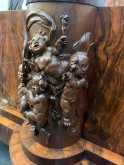 Pamono Walnut Furniture with Carvings in the style of Ducrot, 1920s, Set of 8 Hot