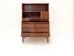 Pamono Walnut Secretary with Wave Front by Erling Torvits, Denmark, 1960s Hot