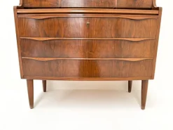 Pamono Walnut Secretary with Wave Front by Erling Torvits, Denmark, 1960s Hot
