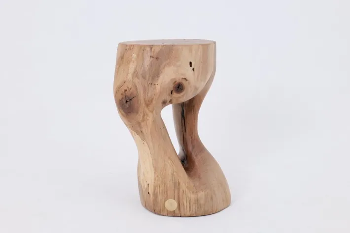 Pamono Walnut Wood Sculptural Side Table by Logniture Discount
