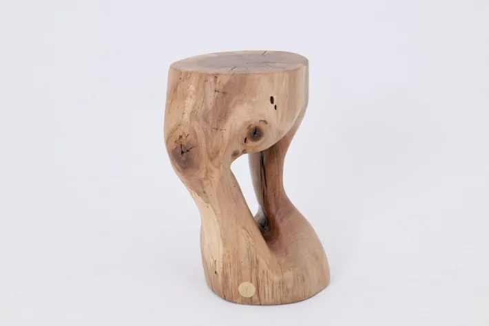 Pamono Walnut Wood Sculptural Side Table by Logniture Discount