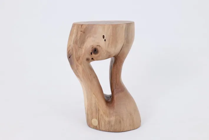 Pamono Walnut Wood Sculptural Side Table by Logniture Discount