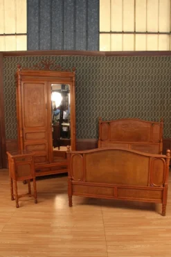 Pamono Wardrobe, Bedframe and Nightstand from Jacob and Josef Kohn, 1890s, Set of 3 Discount