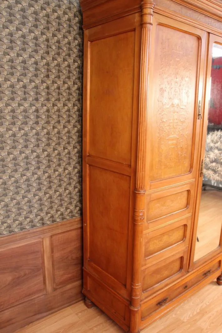 Pamono Wardrobe, Bedframe and Nightstand from Jacob and Josef Kohn, 1890s, Set of 3 Discount